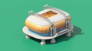 low-poly stadium amsterdam modeled 3D