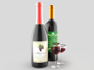 3D wine bottle