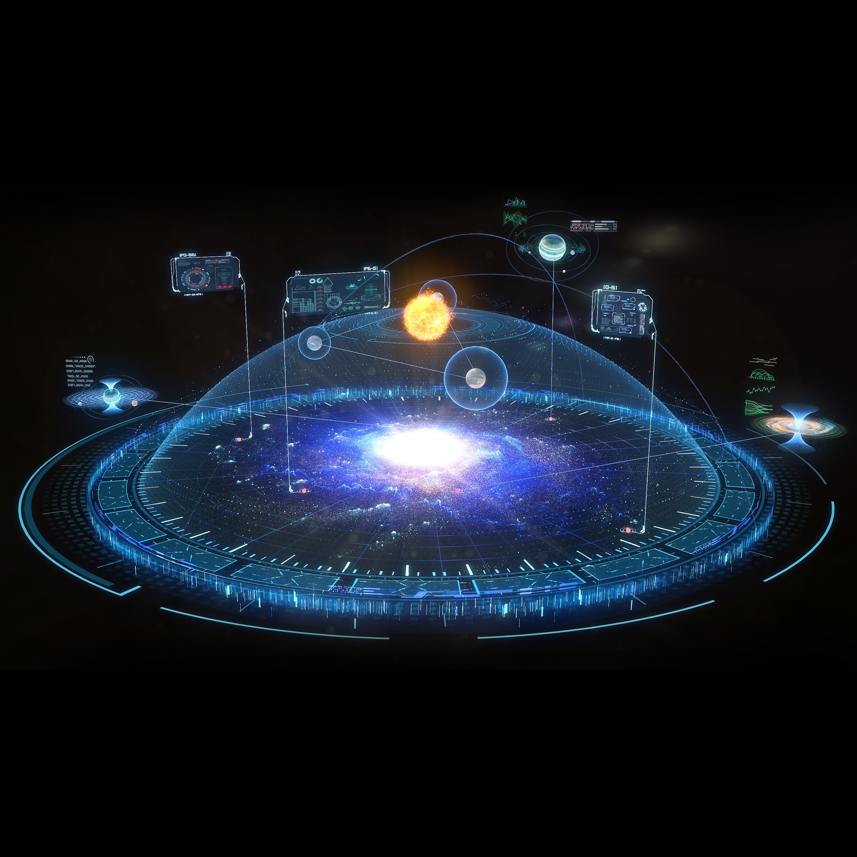 银河全息图界面3d模型