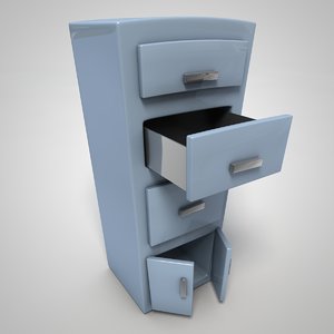 cartoon filing cabinet 3D model