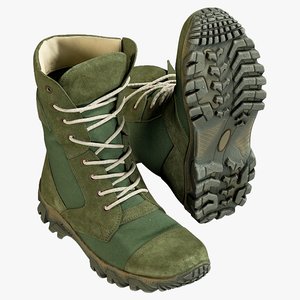 3D realistic military boots green
