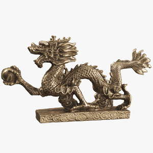 3D model statue indian bronze dragon