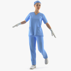asian female surgeon rigged model