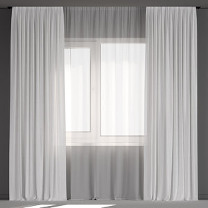 curtains tulle white 3D