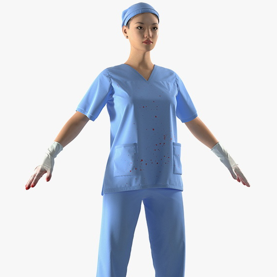asian female surgeon stained model