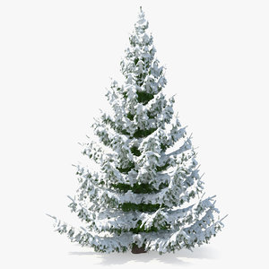 3D spruce tree covered snow