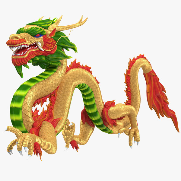 Modele 3d De Dragon Chinois Colore Monte Sur Cinema 4d Turbosquid