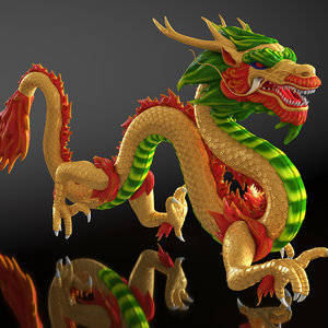 colorful chinese dragon rigged model