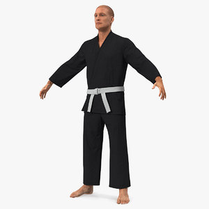 karate fighter black suit 3D model