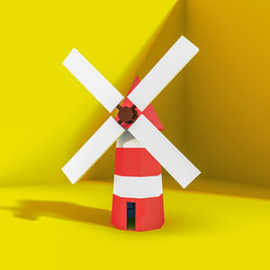 3D model windmilllowpolylow polyfan