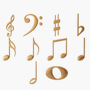 3D golden musical notes model