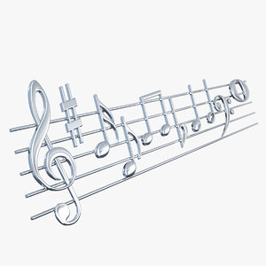 silver music stave notes 3D model