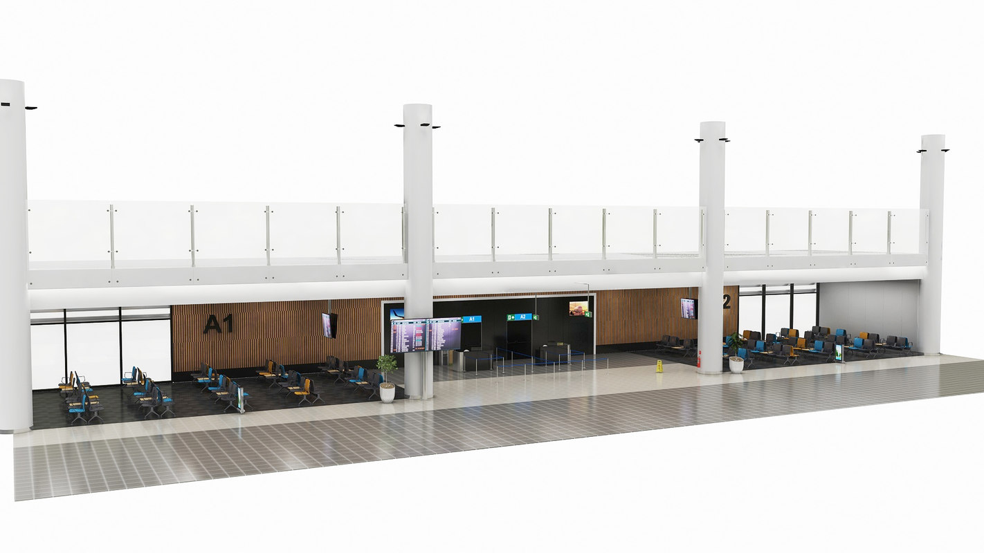 Airport checkin gates waiting 3D model TurboSquid 1434223