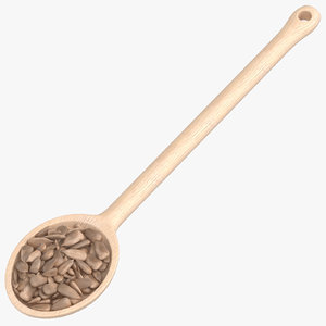 3D wooden spoon hulled sunflower