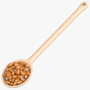 3D wooden spoon popcorn grains