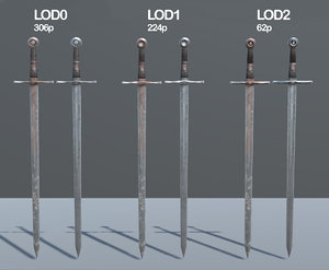 medieval sword lods pbr model