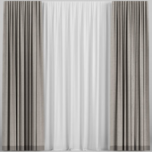 3D curtain brown tulle