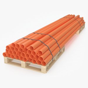 3D model wooden pallets tubes