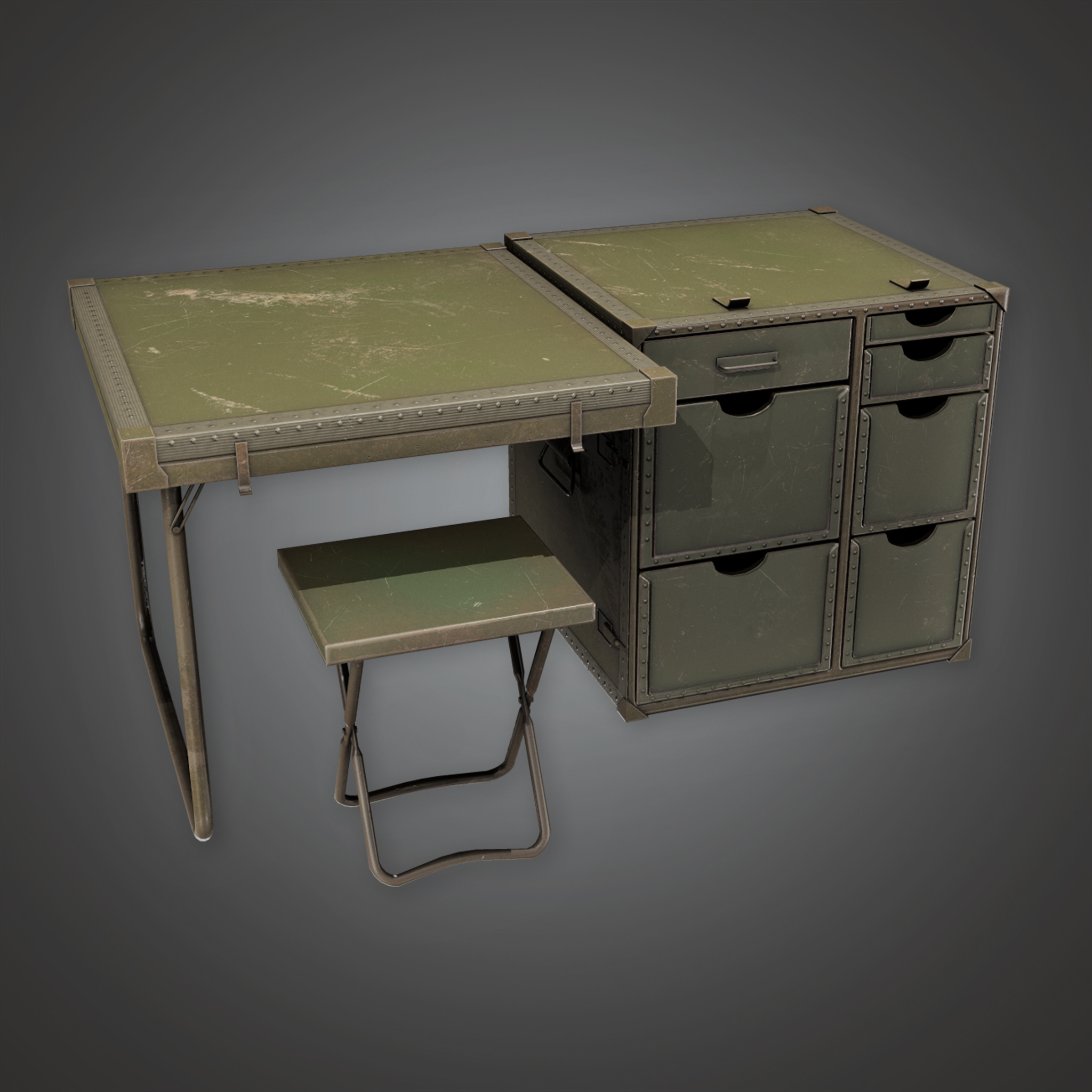 Military Furniture Desk 01 Mlt Pbr Spiel Bereit 3d Modell