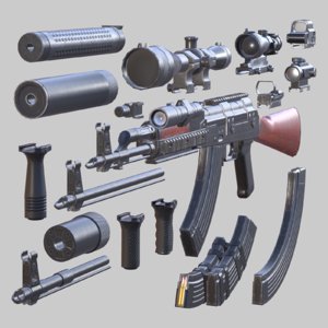 kalashnikov assault rifle - 3D model