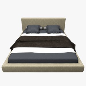 bed blanket pillows 3D model