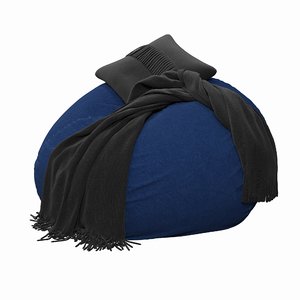 3D navy washed twill beanbag model