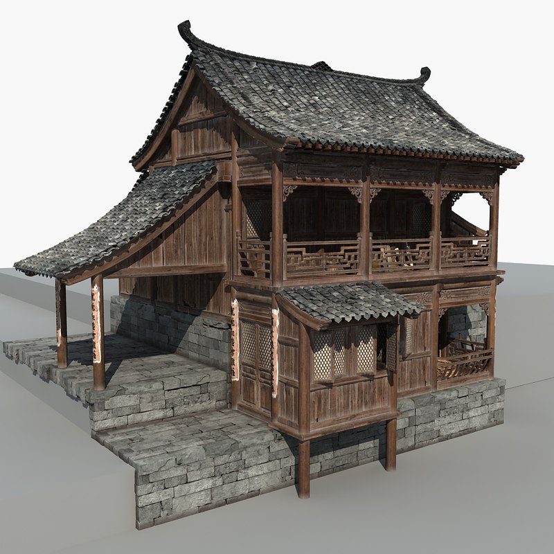 Chinese old wooden house 3D model TurboSquid 1435795