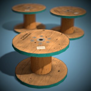 3D stylized wooden reel ready