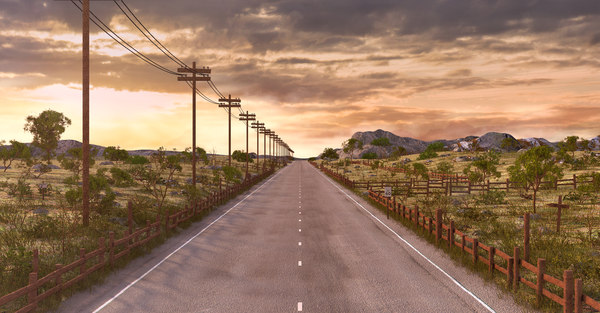 road sunset 3D model