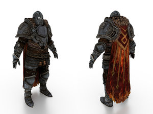 3D model soldier armor cape body
