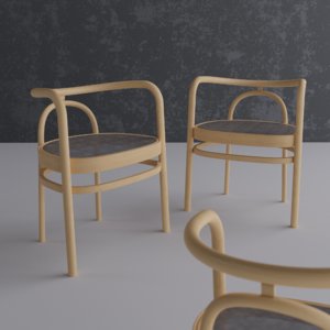wooden chair fabric wood model