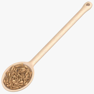 3D model wooden spoon cereal grains