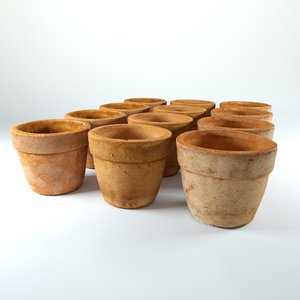 clay pots 4k - 3D
