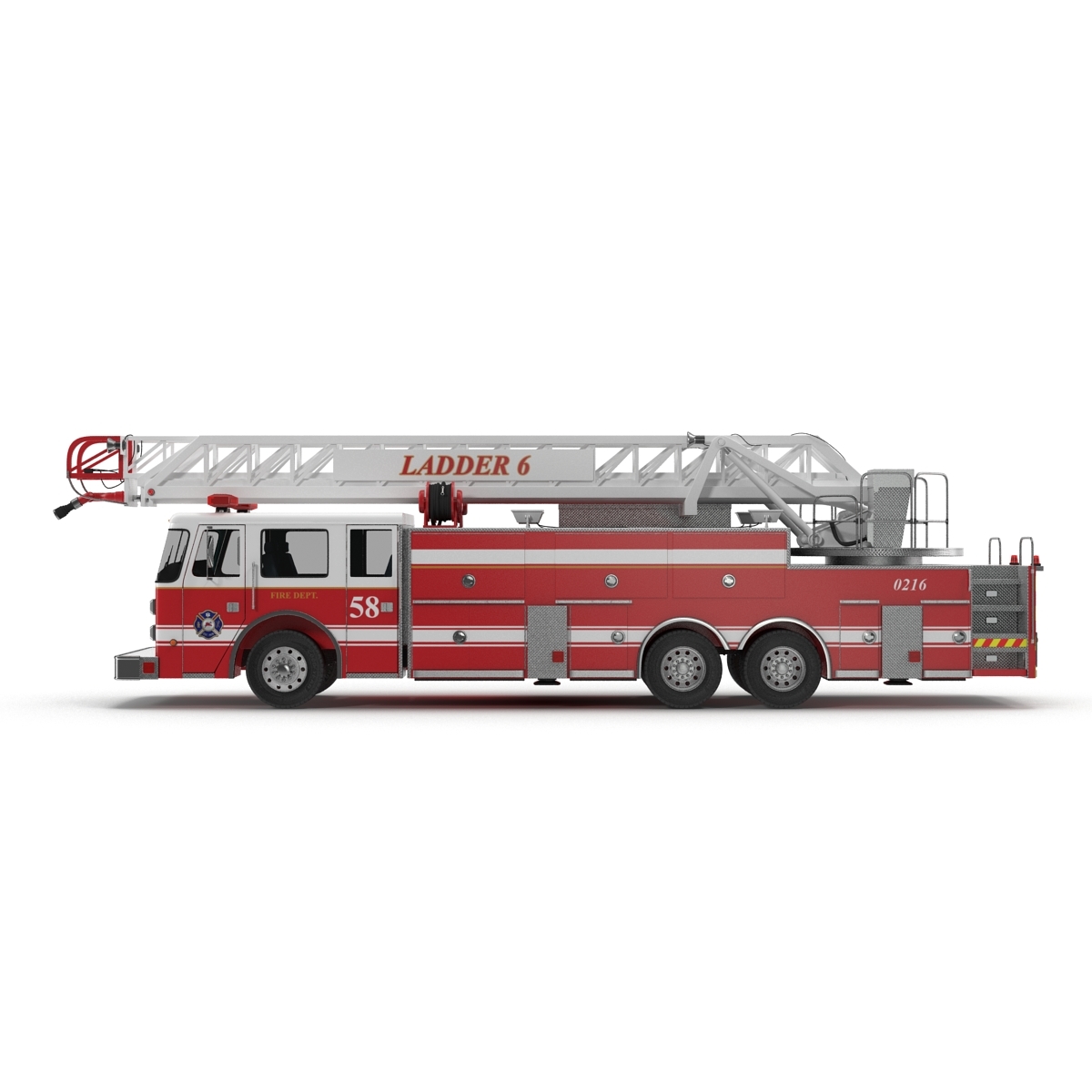 ladder truck firefighters rigged 3d model