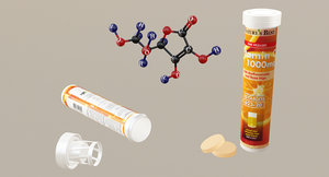 vitamin tablets molecular model