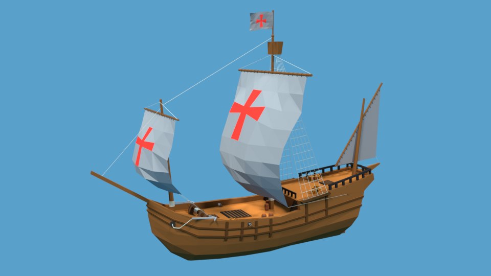 Modele 3d De Bateau Low Poly Pinta 1492 De Dessin Anime Turbosquid 1436935