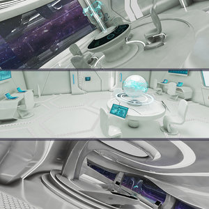 realistic sci-fi control room model
