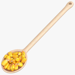 wooden spoon maize grain 3D model