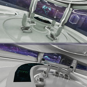 realistic sci-fi control room 3D