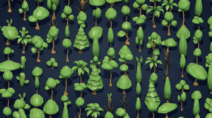 3D trees bushes