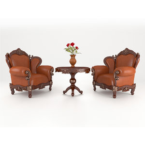 luxury leather armchair 3D