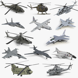 military aircrafts 2 air force 3D model