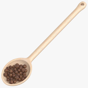 3D wooden spoon bahar grains model