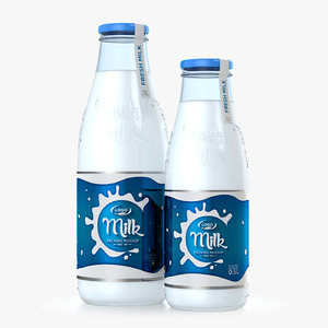 milk bottles 1l 3D model