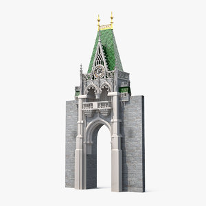 3D model castle entrance clock