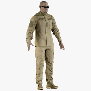 3D model realistic soldier uniform desert