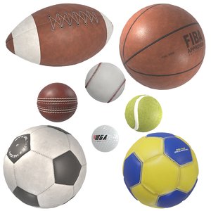 3D model realistic sport balls