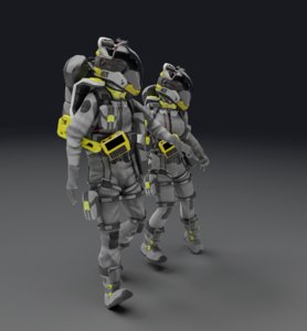 3D male female rigged model
