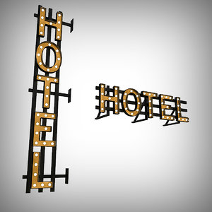 bulb sign hotel 3D model