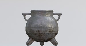 3D model cauldron medieval wtih pbr